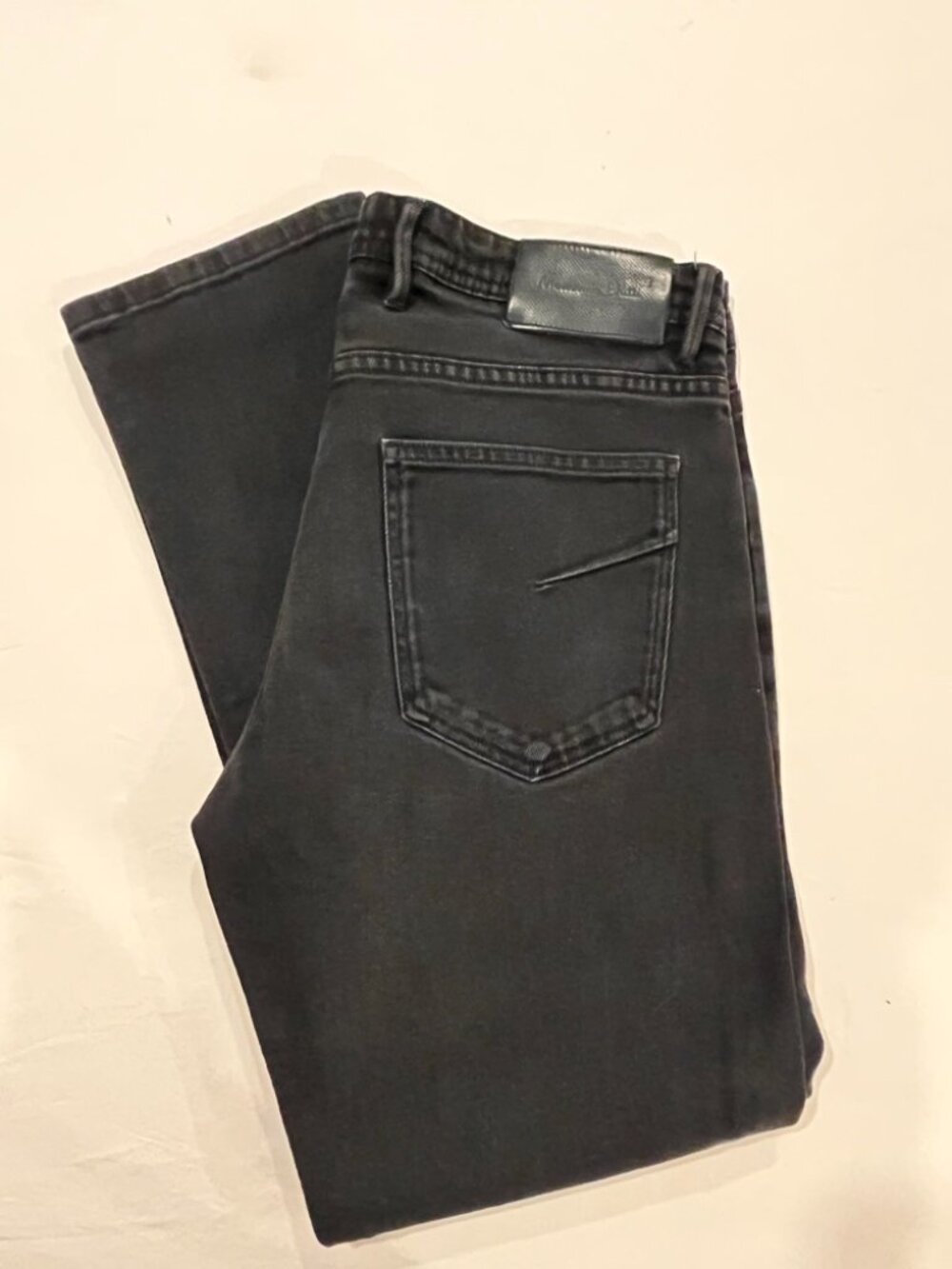 Massimo Dutti Slim Fit Jeans Mens 31x27 Washed Black Made In Spain Stretch Denim
